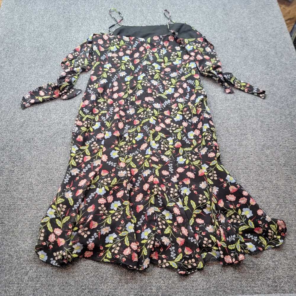 Nanette Nanette Lepore Floral Cold Shoulder Midi Dress Black Pink Size 12